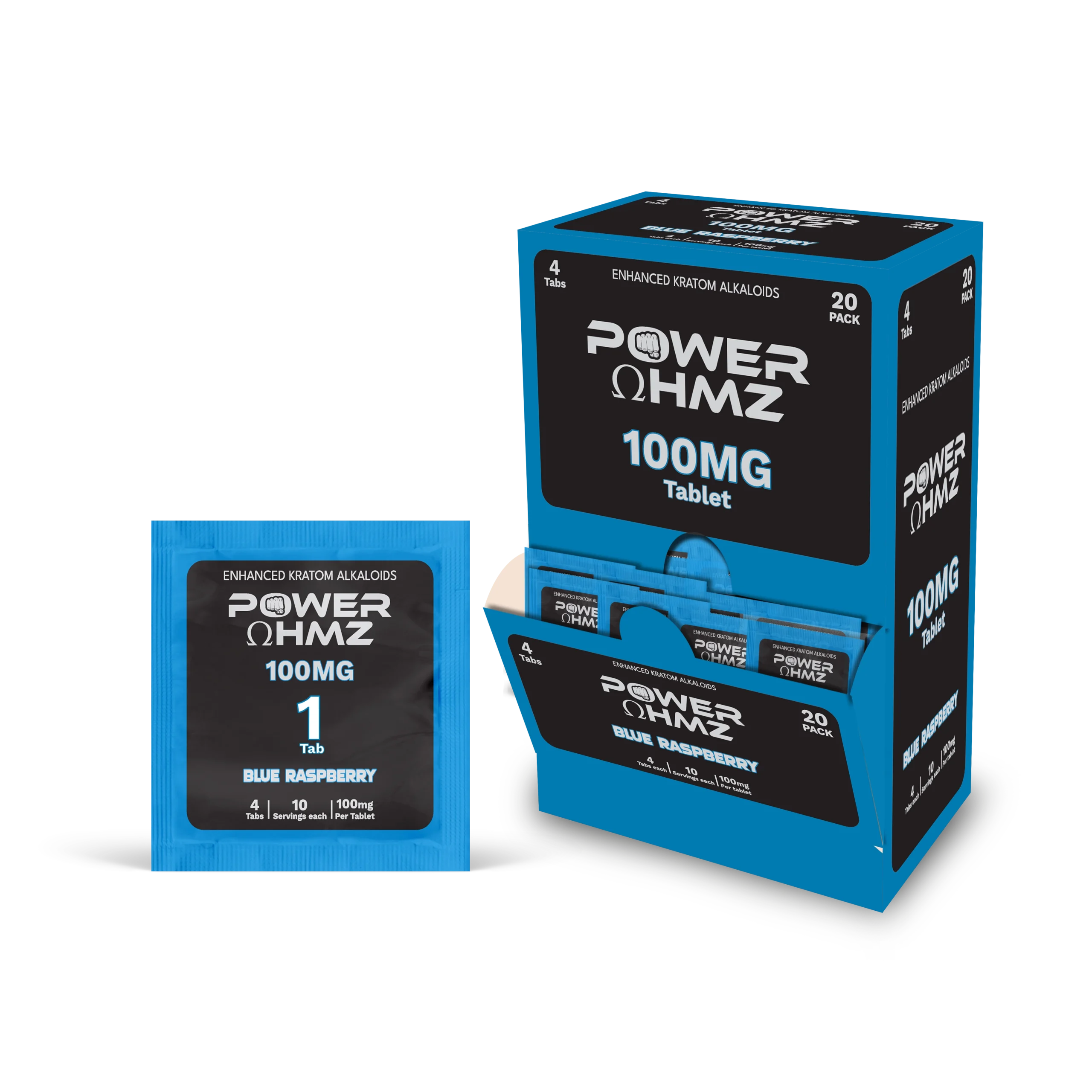 1 Tab per Packs (100mg) – Blue Raspberry | 20 Packs in Dispenser Box