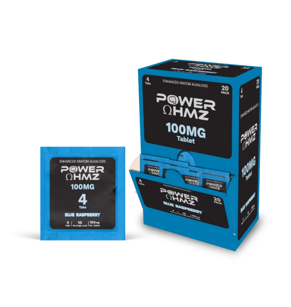 4 Tab per Packs (100mg) – Blue Raspberry | 20 Packs in Dispenser Box